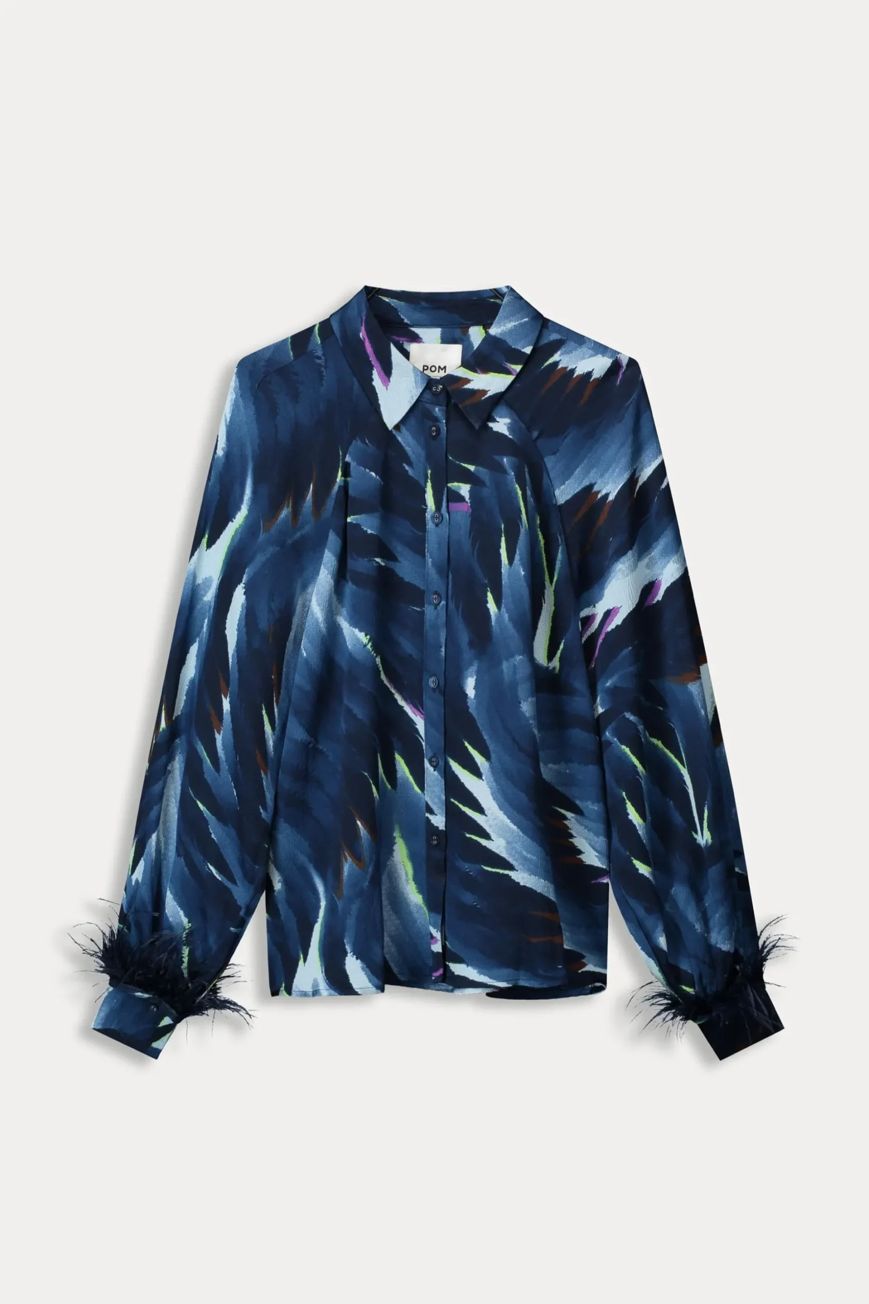 blouse_feathers_blue_1.webp POM Amsterdam BLOUSE Feathers Blue | Blouses