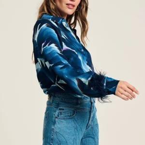 POM Amsterdam BLOUSE Feathers Blue | Blouses