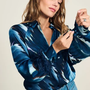 POM Amsterdam BLOUSE Feathers Blue | Blouses