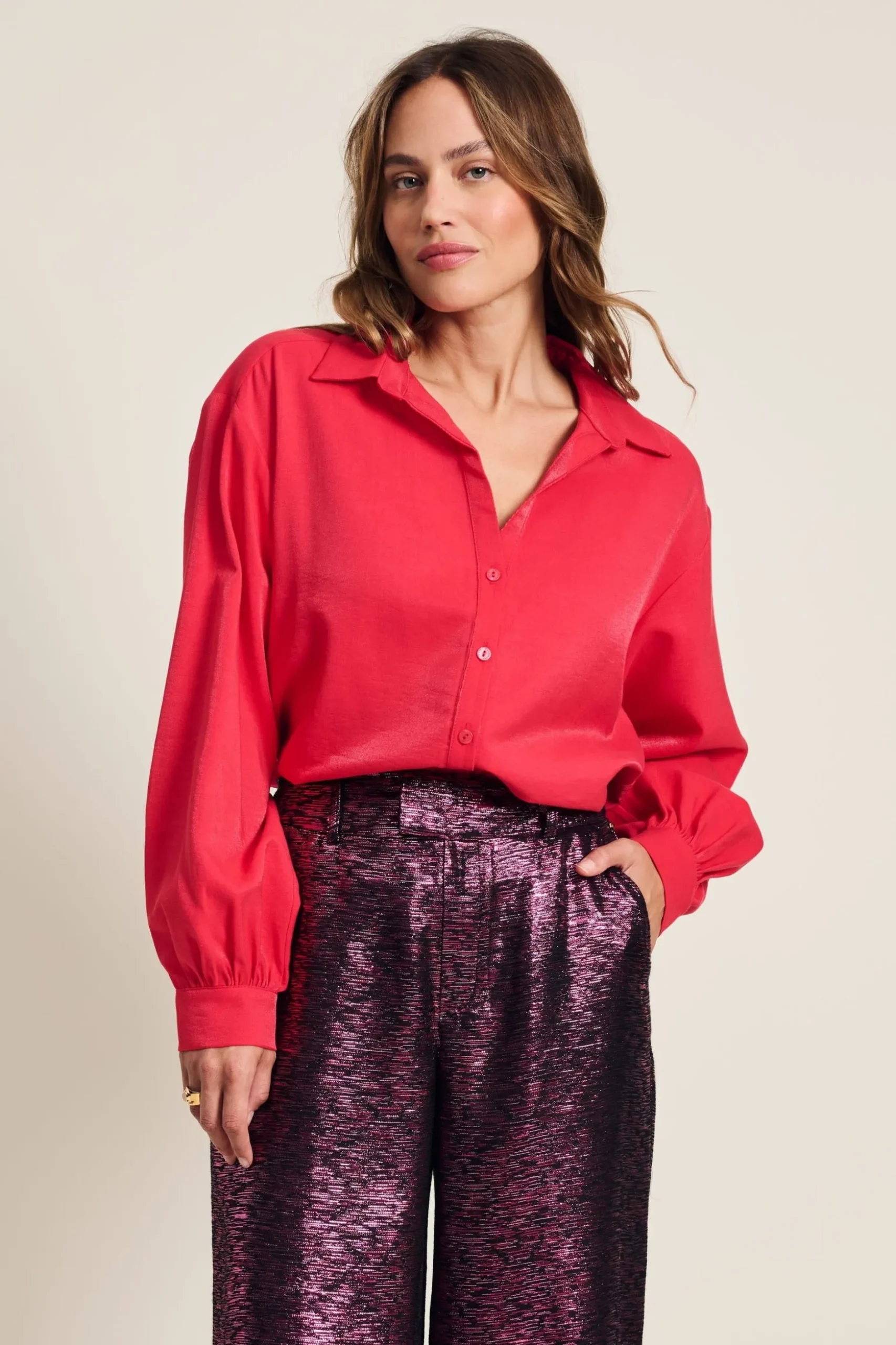 blouse_violet_shimmer_vibrant_pink_2.webp POM Amsterdam BLOUSE Violet | Blouses