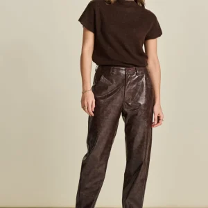 POM Amsterdam BROEK Faux Leather Brown | Broeken