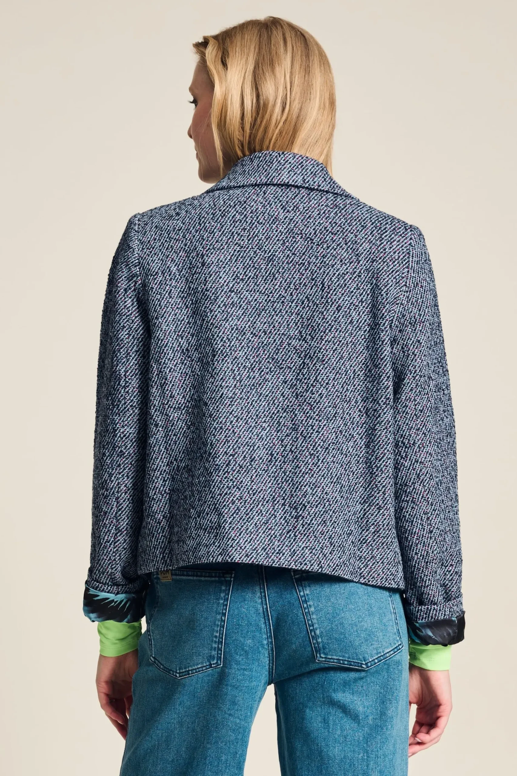 jacket_tweed_blue_3.webp POM Amsterdam JACKET Tweed Blue | Jassen & Blazers
