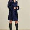 POM Amsterdam JURK Jacquard Midnight Blue | Jurken