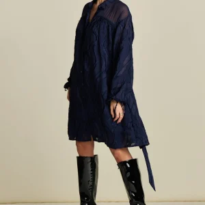 POM Amsterdam JURK Jacquard Midnight Blue | Jurken