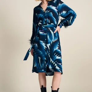 POM Amsterdam JURK Jada Feathers Blue | Jurken