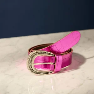 POM Amsterdam RIEM Metallic Fuchsia Croco | Riemen