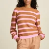 POM Amsterdam TRUI Striped Sugar Brown | Truien & Vesten