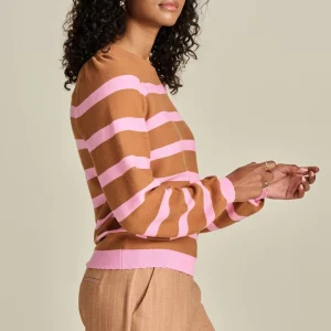 POM Amsterdam TRUI Striped Sugar Brown | Truien & Vesten
