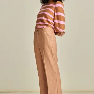 POM Amsterdam TRUI Striped Sugar Brown | Truien & Vesten